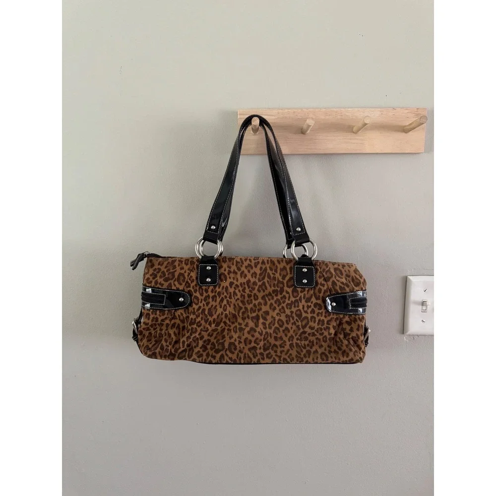 Y2K leopard print shoulder bag